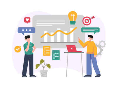 商业营销讨论图(Business Marketing Discussion Illustration)