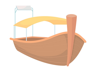 带顶篷半平面彩色矢量对象的船(Boat with canopy semi flat color vector object)