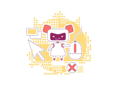 单击 bot 细线概念矢量图(Click bot thin line concept vector illustration)