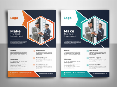 企业传单设计，A4 商业传单模板(Corporate Flyer Design, A4 Business Flyer Template)
