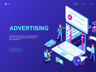 广告等距登陆页面模板(Advertising Isometric Landing Page Template)
