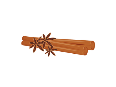 肉桂和八角卡通矢量插画(Cinnamon and star anise cartoon vector illustration)