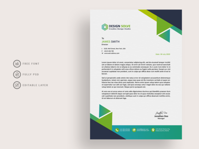 蓝绿色干净的商业信头文具(Blue green colors clean business letterhead stationery)