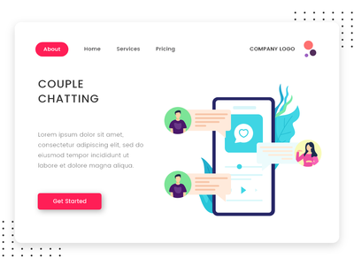 约会应用程序的情侣聊天平面设计(Couple chatting flat design for Dating app)