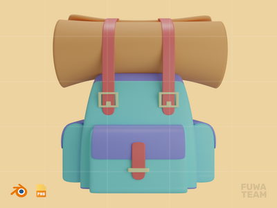背包 - 3D 旅行和假日插画包（正面）(Backpack - 3D Travel & Holiday Illustration Pack (front))