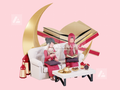 斋月贾巴尔的 3D 人物插图(3D Character Illustration Ramadan Kareem)