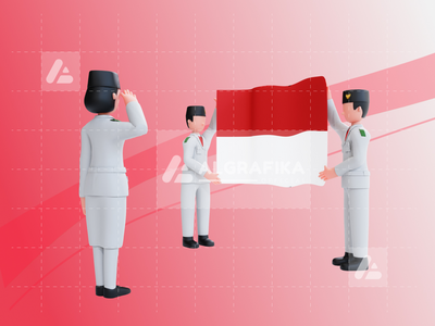 印度尼西亚的 3D 角色独立日(3D Character Independence Day Of Indonesia)