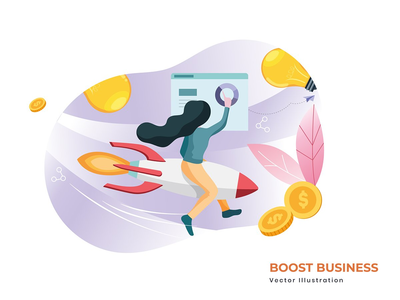 提升业务矢量图(Boost business vector illustration)