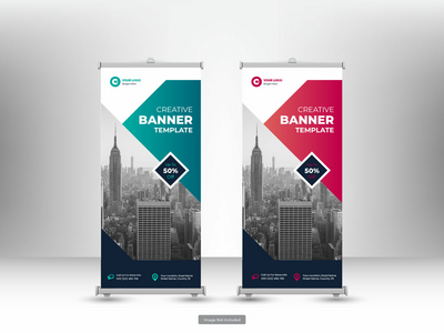 企业卷起横幅或传单社交媒体帖子模板(Corporate roll up banner or flyer social media post template)