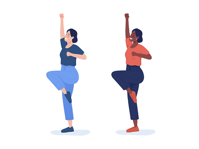 庆祝女性半平面彩色矢量字符集(Celebrating woman semi flat color vector character set)