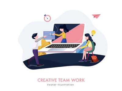 创意设计团队工作矢量图(Creative Design Teams Work Vector Illustration)