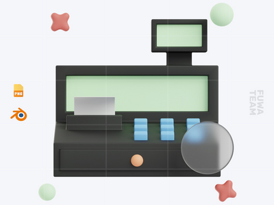 收银员 - 3D 电子商务图标包（正面）(Cashier - 3D Ecommerce Icon Pack (front))