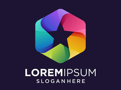 多彩的星星标志设计(colorful star logo design)