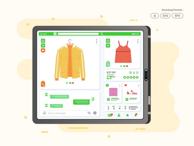 平板电脑上的服装店在线应用概念(Clothing store online app concept on tablet)