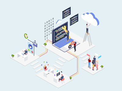 云计算服务公司等距(Cloud Computing Service Companies Isometric)