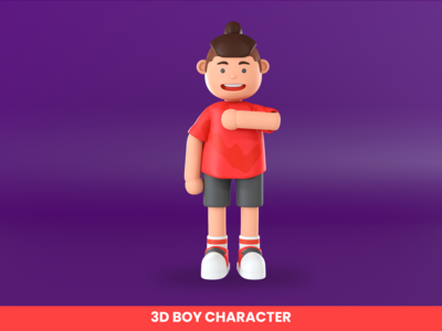 一个男孩拍胸的 3d 渲染插图(3d rendering of a boy patting his chest illustration)