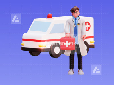 3d 字符男医生插图(3D Character Male Doctor Illustration)