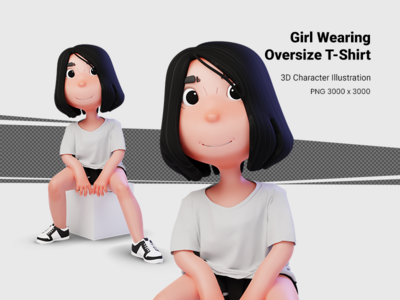 3D 女孩插图(3D girl illustration)