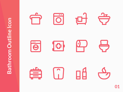 浴室大纲图标(Bathroom Outline Icon)