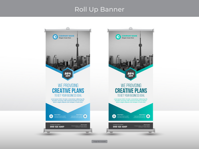 企业卷起横幅或传单社交媒体帖子模板(Corporate roll up banner or flyer social media post template)