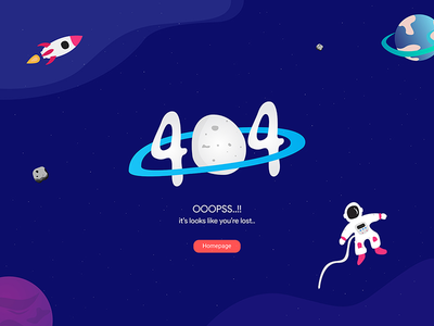 带有空间主题的 404 错误页面(404 Error Page with Space Themes)