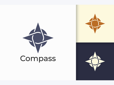 现代和抽象的指南针标志(Compass Logo in Modern and Abstract)