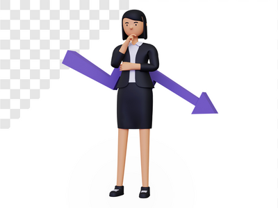 3d 业务随着女商人的性格而下降(3d business going down with businesswoman character)