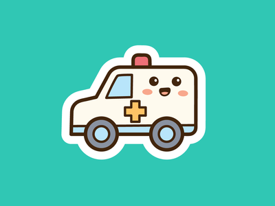 可爱的救护车图(Cute ambulance illustration)