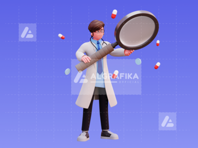 3d 字符男医生插图(3D Character Male Doctor Illustration)