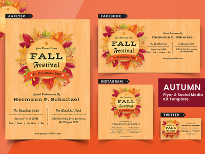 秋季节日传单和社交媒体包-07(Autumn Festival Flyer & Social Media Pack-07)