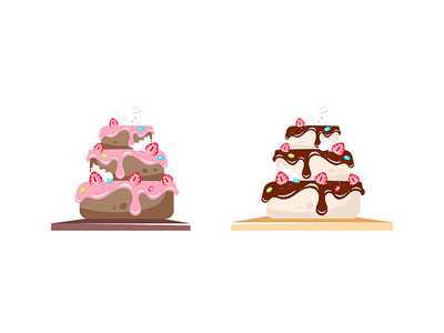 蛋糕平面颜色矢量对象集(Cake flat color vector objects set)
