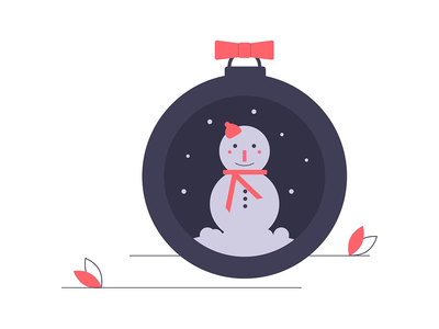 圆环插图中的圣诞雪人(Christmas snowman in round ring illustration)