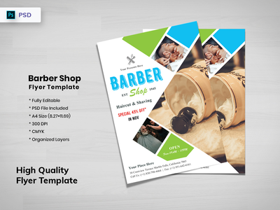 理发店传单模板-07(Barber Shop Flyer Template-07)