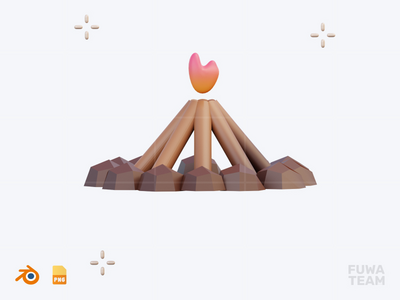 营火 - 3D 秋季插画包（正面）(Campfire - 3D Autumn Illustration Pack (front))