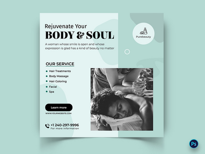 美容和水疗日社交媒体帖子模板(Beauty and Spa Day Social Media Post Template)