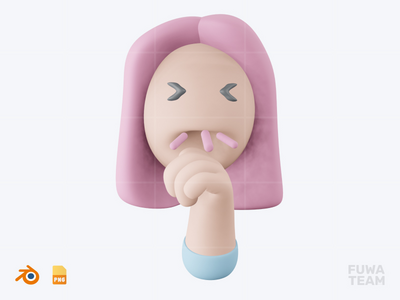 咳嗽 - 3D 医疗健康图标包（正面）(Cough - 3D Medical Health icon pack (front))