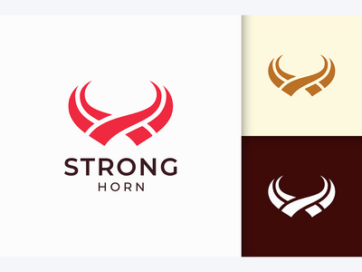 纯红色的抽象喇叭标志(Abstract Horn Logo in Solid Red Color)