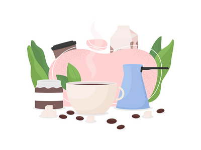 咖啡厅平面概念矢量图(Coffee shop flat concept vector illustration)