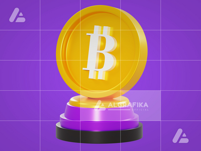 3d 插图数字奖杯比特币(3d illustration digital trophy bitcoin)