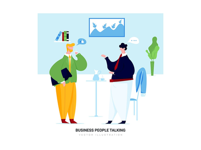 商务人士交谈-商务矢量场景(Business People Talking - Business Vector Scenes)