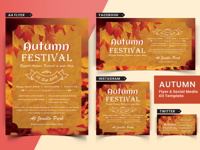 秋季节日传单和社交媒体包-02(Autumn Festival Flyer & Social Media Pack-02)