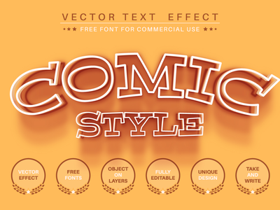 漫画线-可编辑的文本效果、字体样式(Comic line - editable text effect, font style)