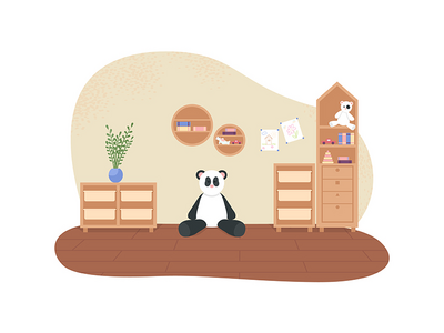 儿童游戏室 2D 矢量网页横幅、海报(Children playroom 2D vector web banner, poster)