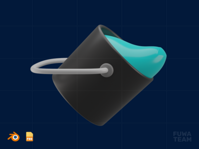 色桶 - 3D 平面设计插图(Color Bucket - 3D Graphic Design Illustration)