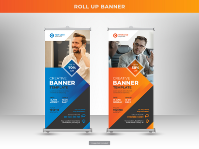 企业卷起横幅或传单社交媒体帖子模板(Corporate roll up banner or flyer social media post template)
