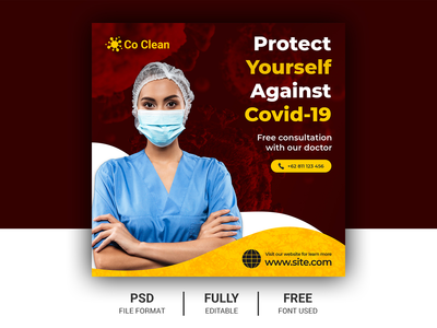 电晕病毒保健横幅，社交媒体 Instagram 帖子，用于电晕病毒(Corona virus healthcare banner, social media Instagram post for corona virus)