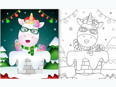 为有可爱独角兽的孩子着色(coloring for kids with a cute unicorn)