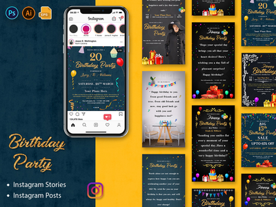 生日派对社交媒体帖子(Birthday Party Social Media Posts)