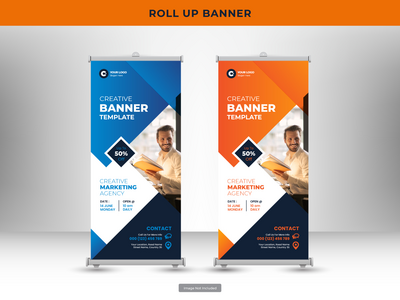 企业卷起横幅或传单社交媒体帖子模板(Corporate roll up banner or flyer social media post template)