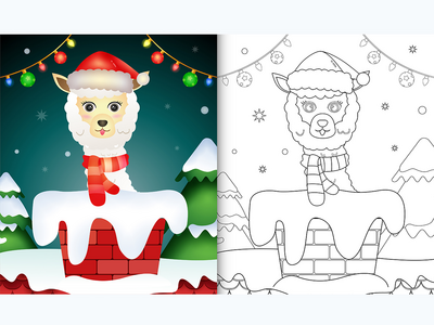 用可爱的羊驼为孩子着色(coloring for kids with a cute alpaca)